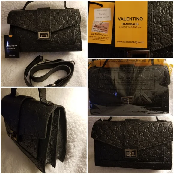 🎀VALENTINO by MARIO VALENTINO Adrienne Logo Leather crossbody bag. Color:Black⚘ - Picture 5 of 16